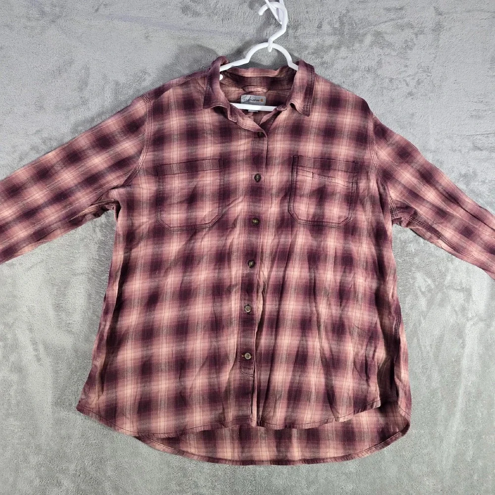 Carhartt Flannel‎ Shirt Plaid Button Up Long Sleeve Casual XXL